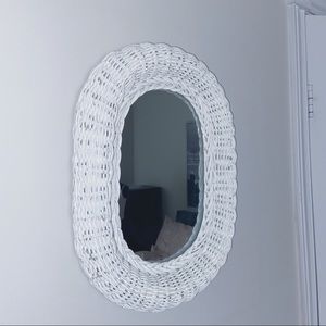 Small white wicker mirror